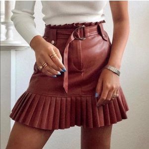 Zara faux leather paper bag skirt